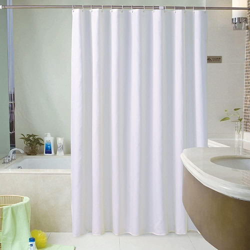White shower curtain - shower,