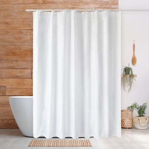White fabric shower curtain - shower,
