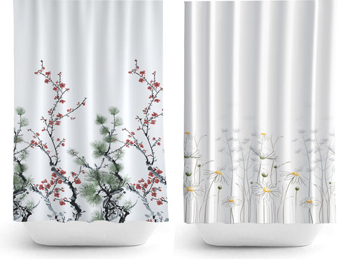 Floral fabric bathroom - floral, shower