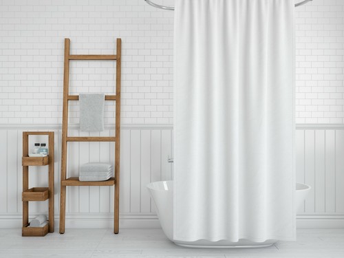 White fabric bathroom shower - white,