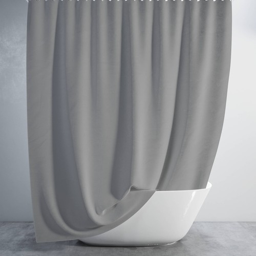 Grey fabric bathroom shower - fabric,