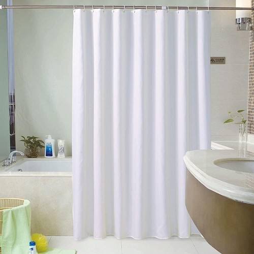 White shower curtain - shower,